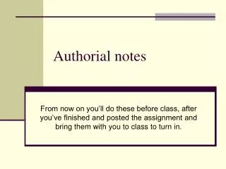 Authorial notes