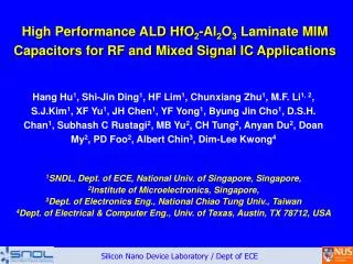 High Performance ALD HfO 2 -Al 2 O 3 Laminate MIM