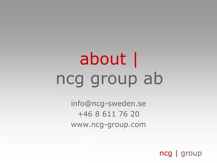 about ncg group ab
