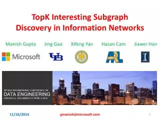 TopK Interesting Subgraph Discovery in Information Networks