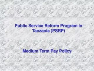 Public Service Reform Program in Tanzania (PSRP)