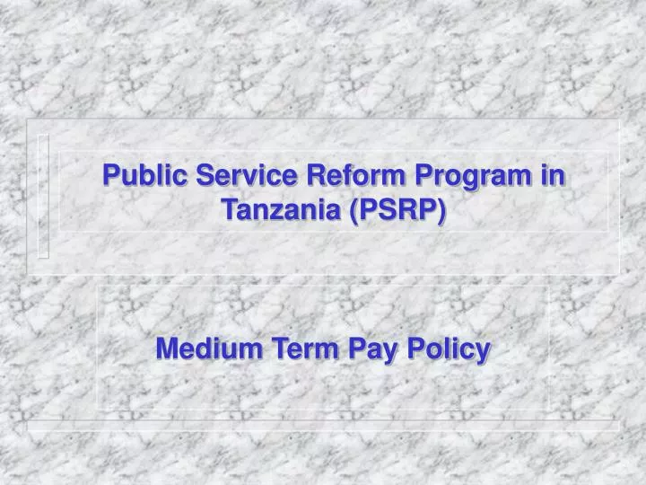 public service reform program in tanzania psrp