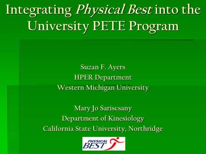 integrating physical best into the university pete program