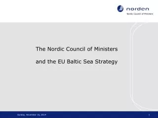 The Nordic Council of Ministers and the EU Baltic Sea Strategy