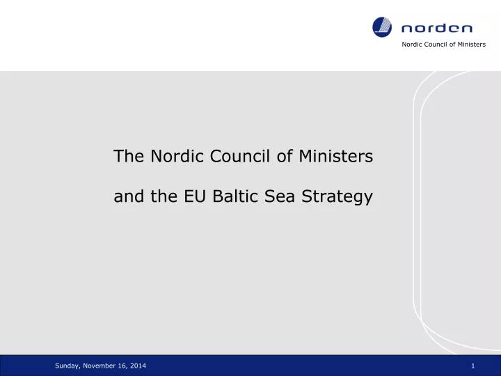 the nordic council of ministers and the eu baltic sea strategy