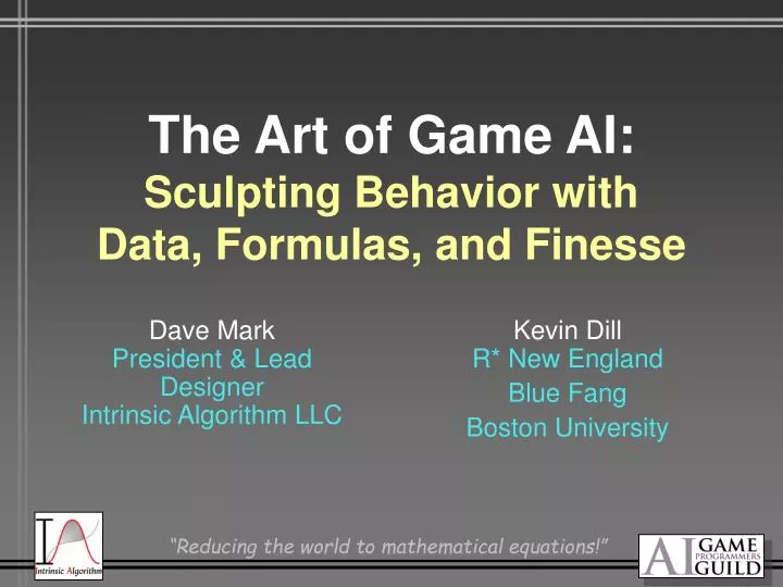 the art of game ai sculpting behavior with data formulas and finesse