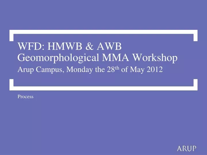 wfd hmwb awb geomorphological mma workshop arup campus monday the 28 th of may 2012