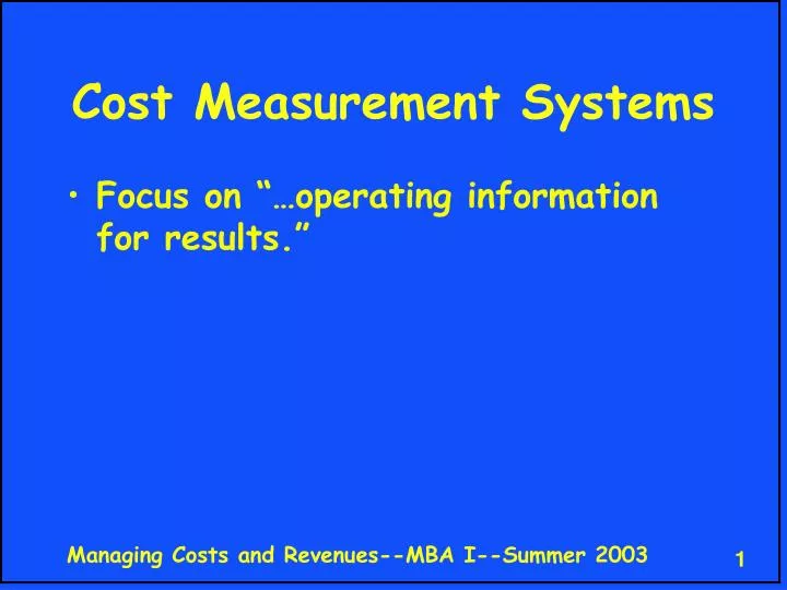 cost measurement systems