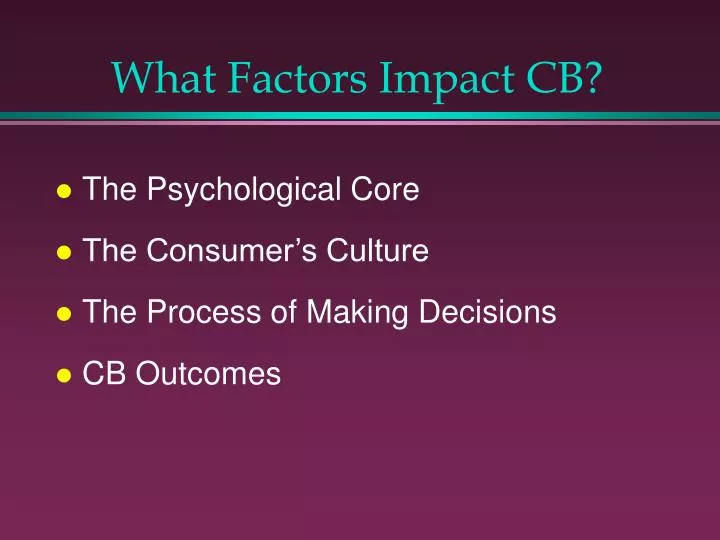 what factors impact cb