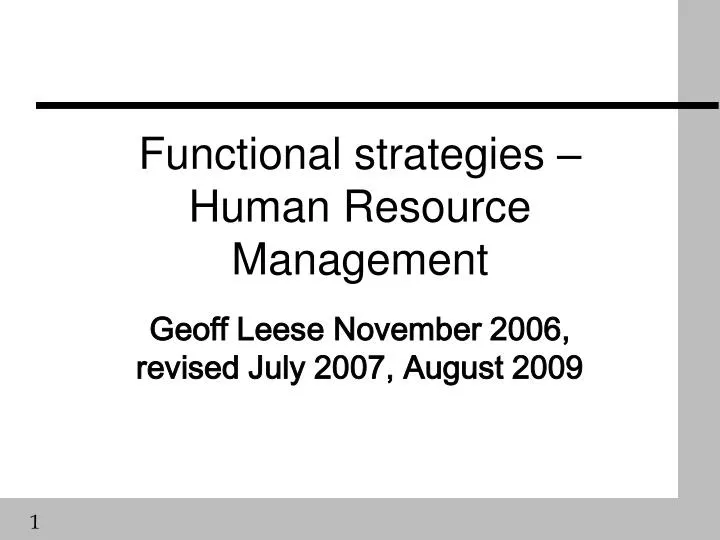 functional strategies human resource management