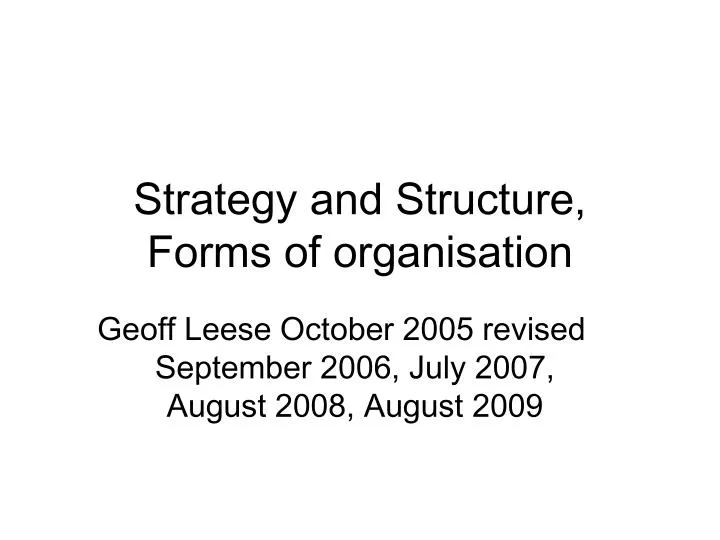 strategy and structure forms of organisation