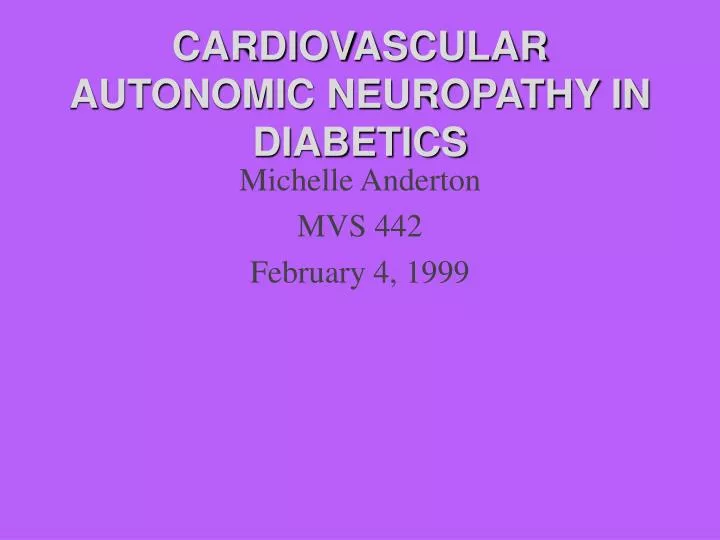 cardiovascular autonomic neuropathy in diabetics