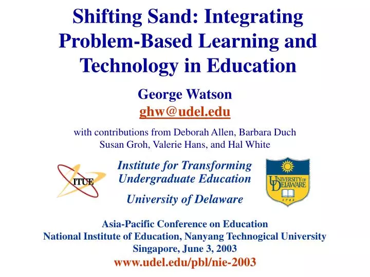 shifting sand integrating problem based learning and technology in education