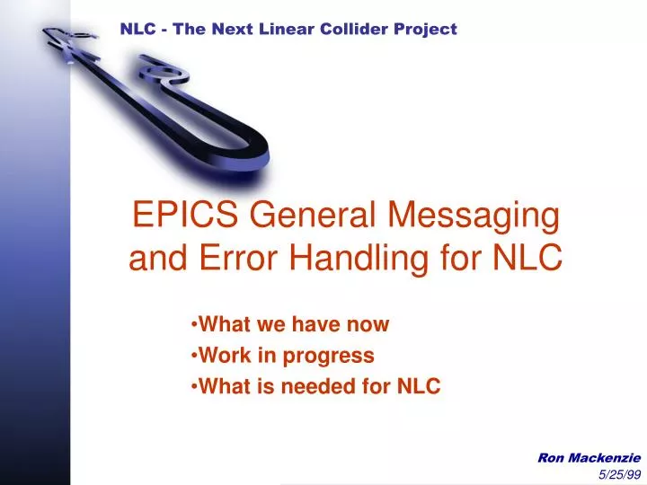 epics general messaging and error handling for nlc