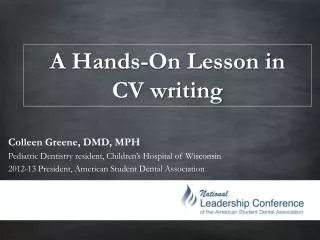 A Hands-On Lesson in CV writing