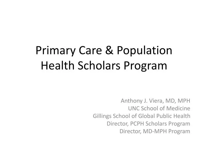 primary care population health scholars program