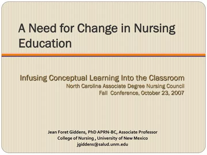 a need for change in nursing education