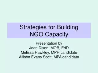 Strategies for Building NGO Capacity