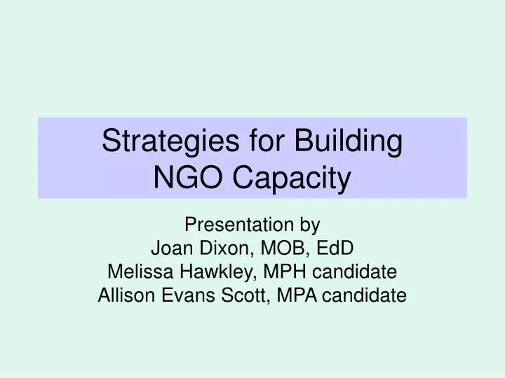 strategies for building ngo capacity
