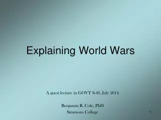 Explaining World Wars