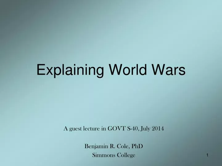 explaining world wars