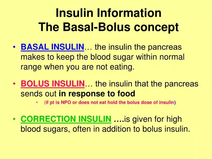 insulin information the basal bolus concept