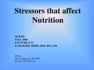 Stressors that affect Nutrition