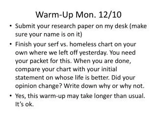 Warm-Up Mon. 12/10