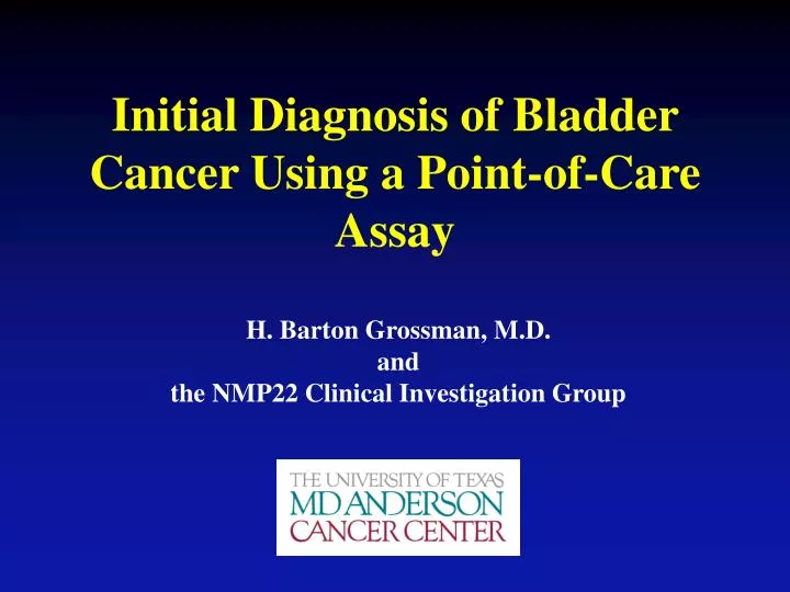initial diagnosis of bladder cancer using a point of care assay