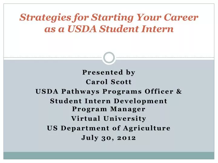 strategies for starting your career as a usda student intern