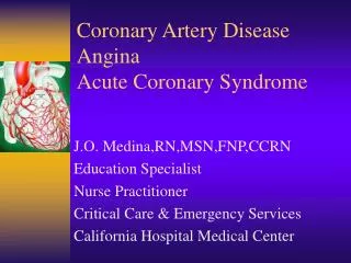 Coronary Artery Disease Angina Acute Coronary Syndrome