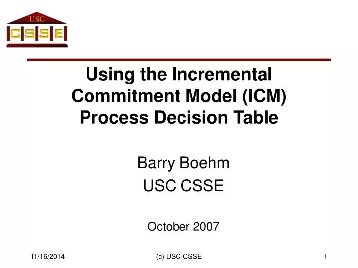 using the incremental commitment model icm process decision table