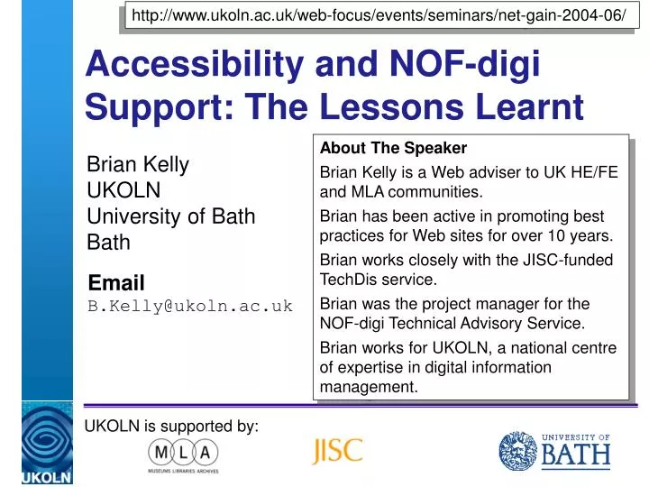 accessibility and nof digi support the lessons learnt