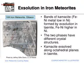 Exsolution in Iron Meteorites