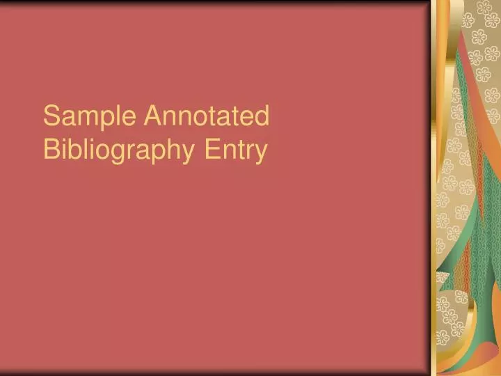 sample annotated bibliography entry