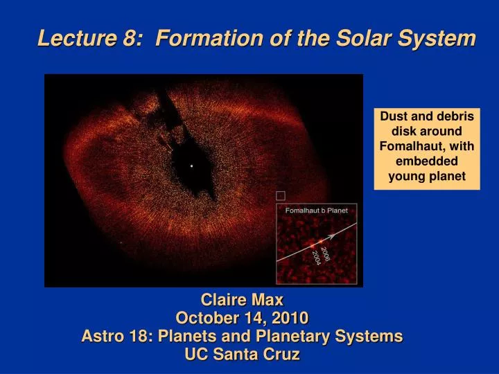 lecture 8 formation of the solar system