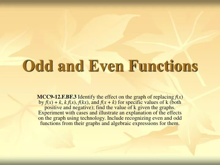 odd and even functions