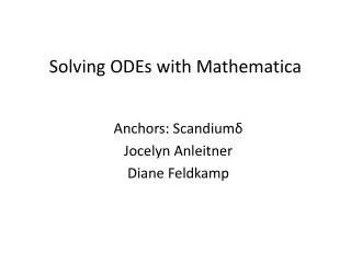 Solving ODEs with Mathematica