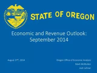 Economic and Revenue Outlook: September 2014