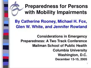 Preparedness for Persons with Mobility Impairments