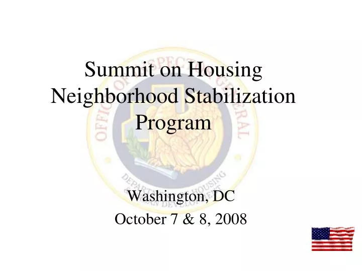 summit on housing neighborhood stabilization program