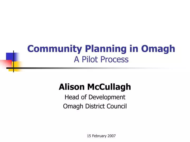 community planning in omagh a pilot process