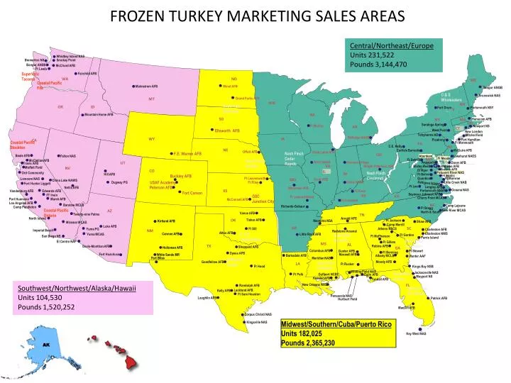 frozen turkey marketing sales areas