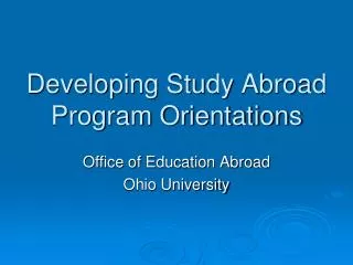 Developing Study Abroad Program Orientations