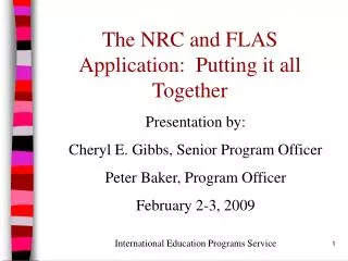 The NRC and FLAS Application: Putting it all Together