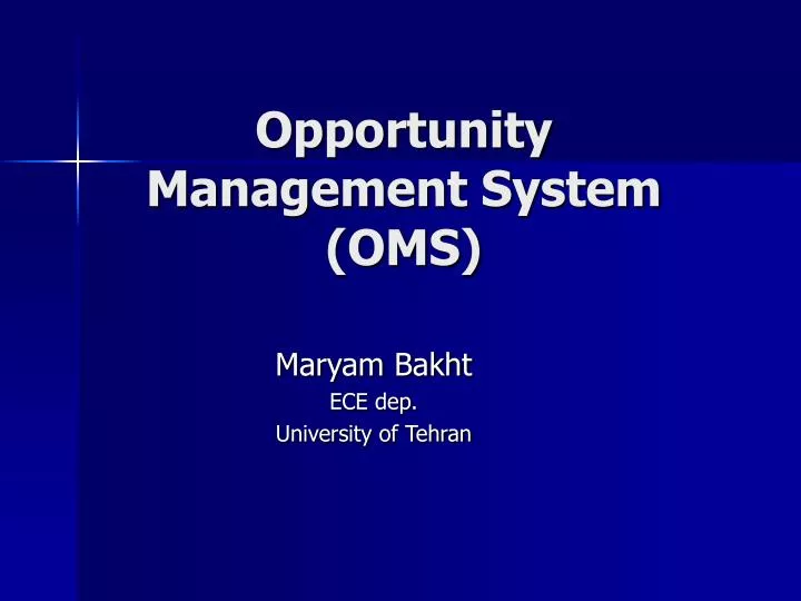opportunity management system oms