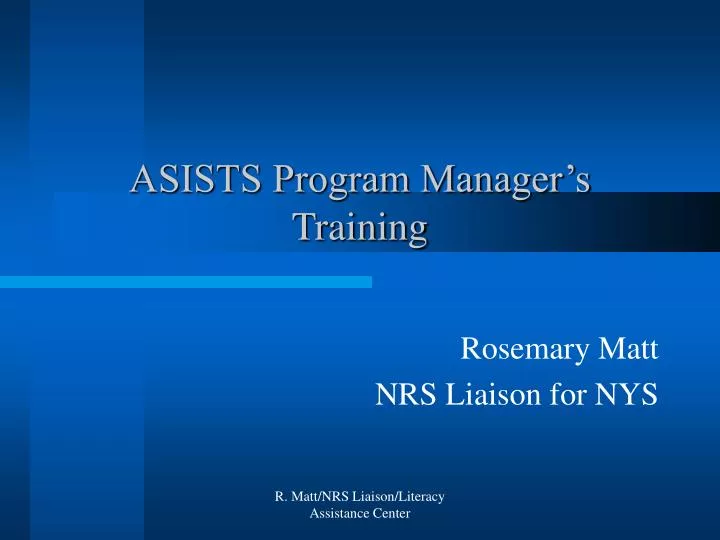 asists program manager s training