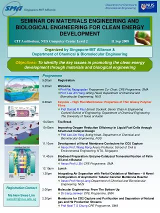 SEMINAR ON MATERIALS ENGINEERING AND BIOLOGICAL ENGINEERING FOR CLEAN ENERGY DEVELOPMENT