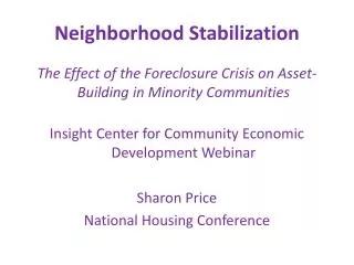 Neighborhood Stabilization