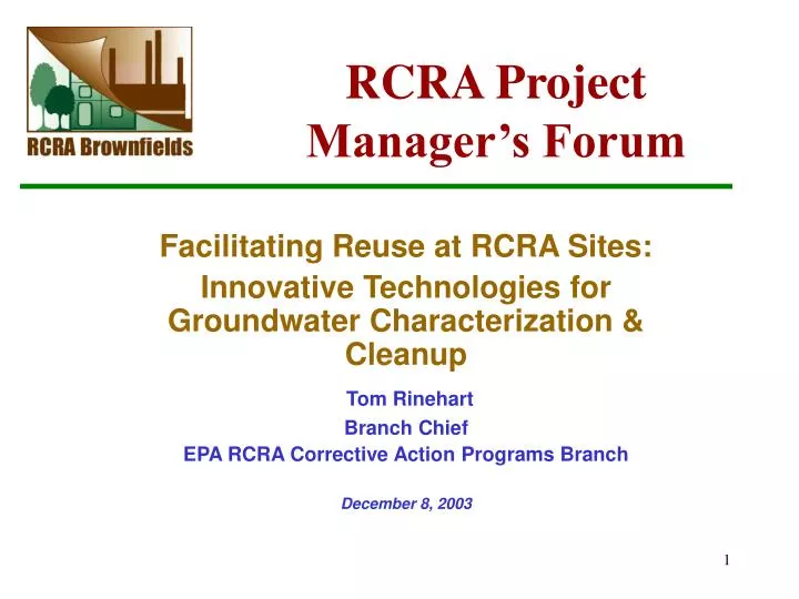 rcra project manager s forum